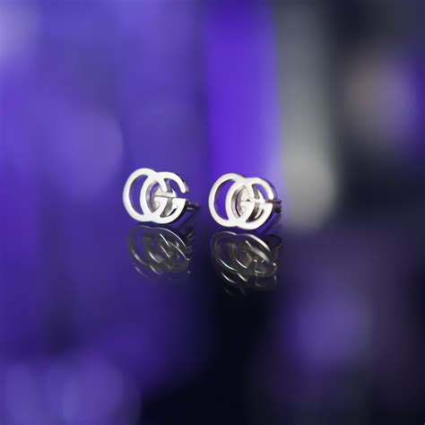 gucci gg tissue 18ct white gold stud earrings|gucci interlocking g silver earrings.